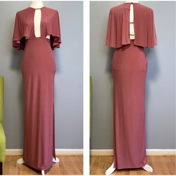 Boohoo Dresses & Skirts - Boohoo Gigi Keyhole Cape Maxi Gown Dress NEW
